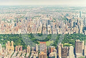 Aerial view of Central Park in Uptown Manhattan