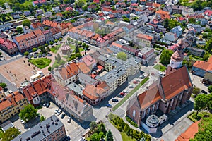 Aerial view of central square in Zory. Upper Silesia. Poland