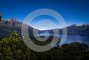 Aerial view from Cerro Llao Llao viewpoint at Circuito Chico - Bariloche, Patagonia, Argentina