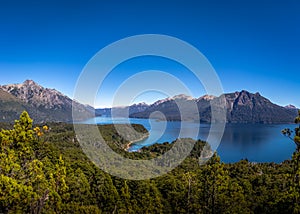 Aerial view from Cerro Llao Llao viewpoint at Circuito Chico - Bariloche, Patagonia, Argentina photo