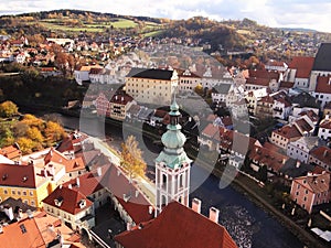 Aerial view of Cesky Krumlov, Czech Republic