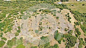 aerial view of cesme ildir erythrai ancient city ancient church