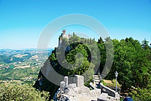 Aerial view of Cesta and The Montale on the cliff edge on Mount photo