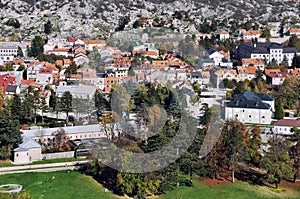 Aerial view of Cetinje, Montenegro