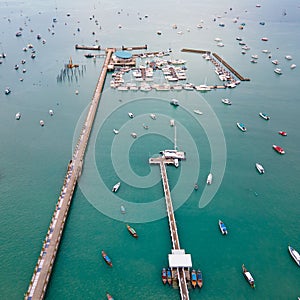 Aerial view of Chalong Pier in Phuket, Thailand