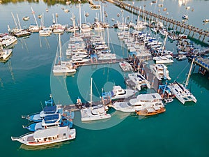 Aerial view of Chalong Pier in Phuket, Thailand