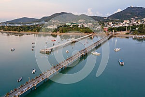 Aerial view of Chalong Pier in Phuket, Thailand