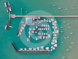 Aerial view of Chalong Pier in Phuket, Thailand