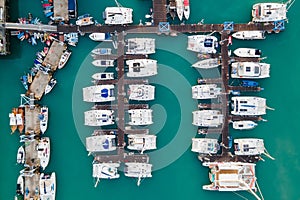 Aerial view of Chalong Pier in Phuket, Thailand