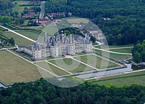 Aerial view of Chambord castle photo