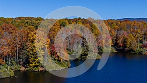 Aerial View Of The Changing Of The Leaves In The North Carolina Mountains