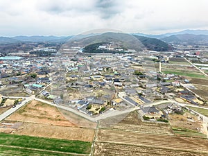 Aerial View of Changpyeong Village, Damyang, Jeonnam, South Korea, Asia photo