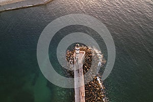 Aerial view of Chania lighthouse. Crete, Greece.