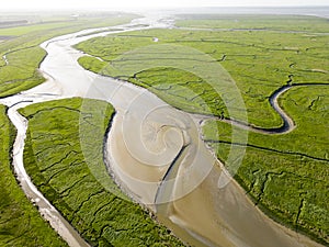 Aerial view of channels and gullies, Seaftinge, Holland