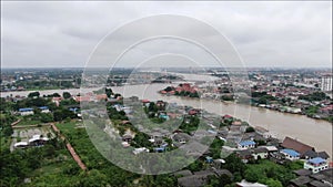 Aerial view of Chao Phraya river in Thailand