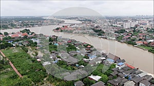 Aerial view of Chao Phraya river in Thailand