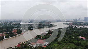 Aerial view of Chao Phraya river in Thailand