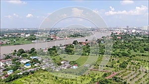 Aerial view of Chao Phraya river in Thailand