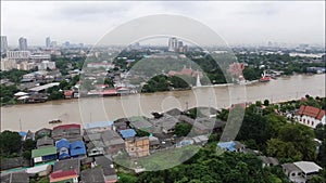 Aerial view of Chao Phraya river in Thailand