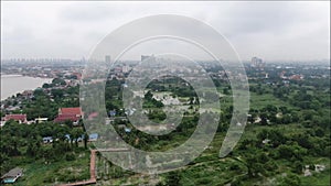 Aerial view of Chao Phraya river in Thailand