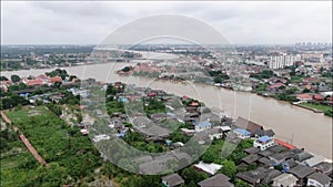 Aerial view of Chao Phraya river in Thailand