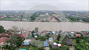 Aerial view of Chao Phraya river in Thailand