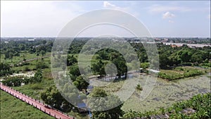 Aerial view of Chao Phraya river in Thailand