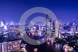 Aerial view of chaopraya river in bangkok