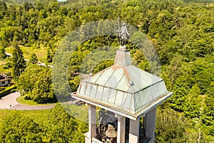 Aerial view of the chapel of Church of the Purification of the Virgin Mary in Mesenzana, province of Varese, Italy