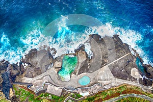 Aerial view with charco azul, La Palma,  Canary island photo