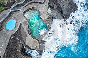Aerial view with charco azul, La Palma island