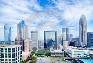 Aerial view of Charlotte North Carolina skyline