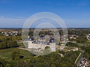 Aerial view of Chateau de Valencay, Loire Valley, France