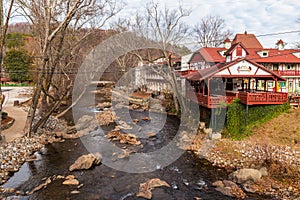 Aerial view of Chattahoochee river, Helen, USA