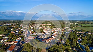 Aerial view of Cheix en Retz at sunset, Loire Atlantique