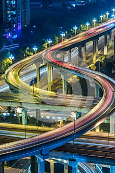 Aerial View of Chengdu overpass at Night