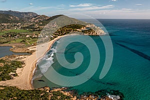 Aerial view of Chia beach, Mediterranean Sea