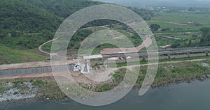 Aerial view of Chiang Rai beautiful mountains and river landscape