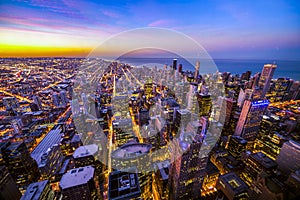 Aerial view of Chicago downtown