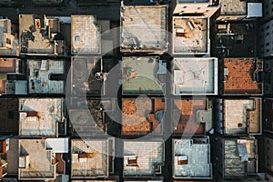 Aerial view of a Chinese traditional fishing village around Xiamen city, with dense residential buildings