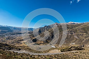 Aerial view Chivay peruvian Andes Arequipa Peru photo