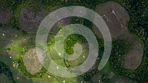 Aerial view Chocolate hills Bohol Island, Chocolate hills geological formation in the Bohol province of the Philippines