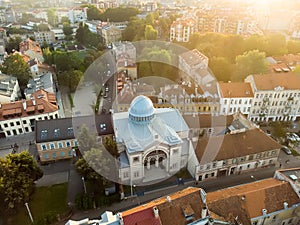 Aerial view of Choral Synagogue of Vilnius, the only synagogue of the city that is still in use