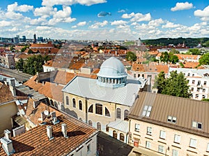 Aerial view of Choral Synagogue of Vilnius, the only synagogue of Vilnius that is still in use