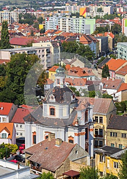 Aerial view of the Chram svateho Vaclava church in Litomerice