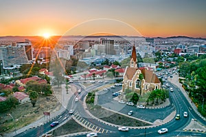 Namibia`s Capital at Sunset - Windhoek, Namibia photo