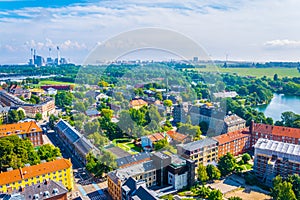 Aerial view of the Christiania neighborhood in Copenhagen, Denmark photo