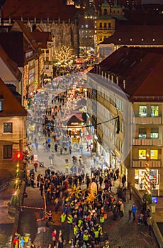 Aerial view-Christmastime-Nuremberg-Germany