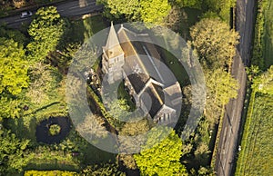 Aerial View of a church in Kent, UK