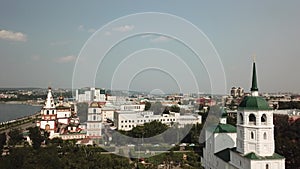 Aerial view of the Church in the Name of the Savior of the Holy Image in Irkutsk